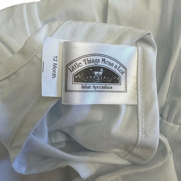 Little Things Mean a Lot White Cotton Day Slip Dress Infant 12 M Christening NWT - Picture 2 of 7